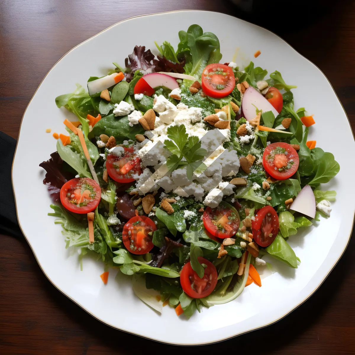Picture of Nutritious grilled vegetable and cheese salad plate