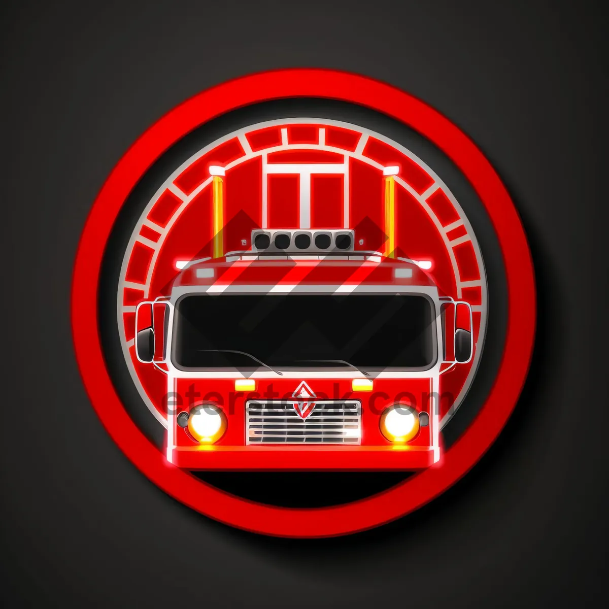 Picture of Shiny Round Black Fire Station Icon