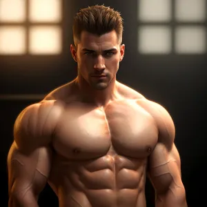 Muscular Male Model Posing with Abs