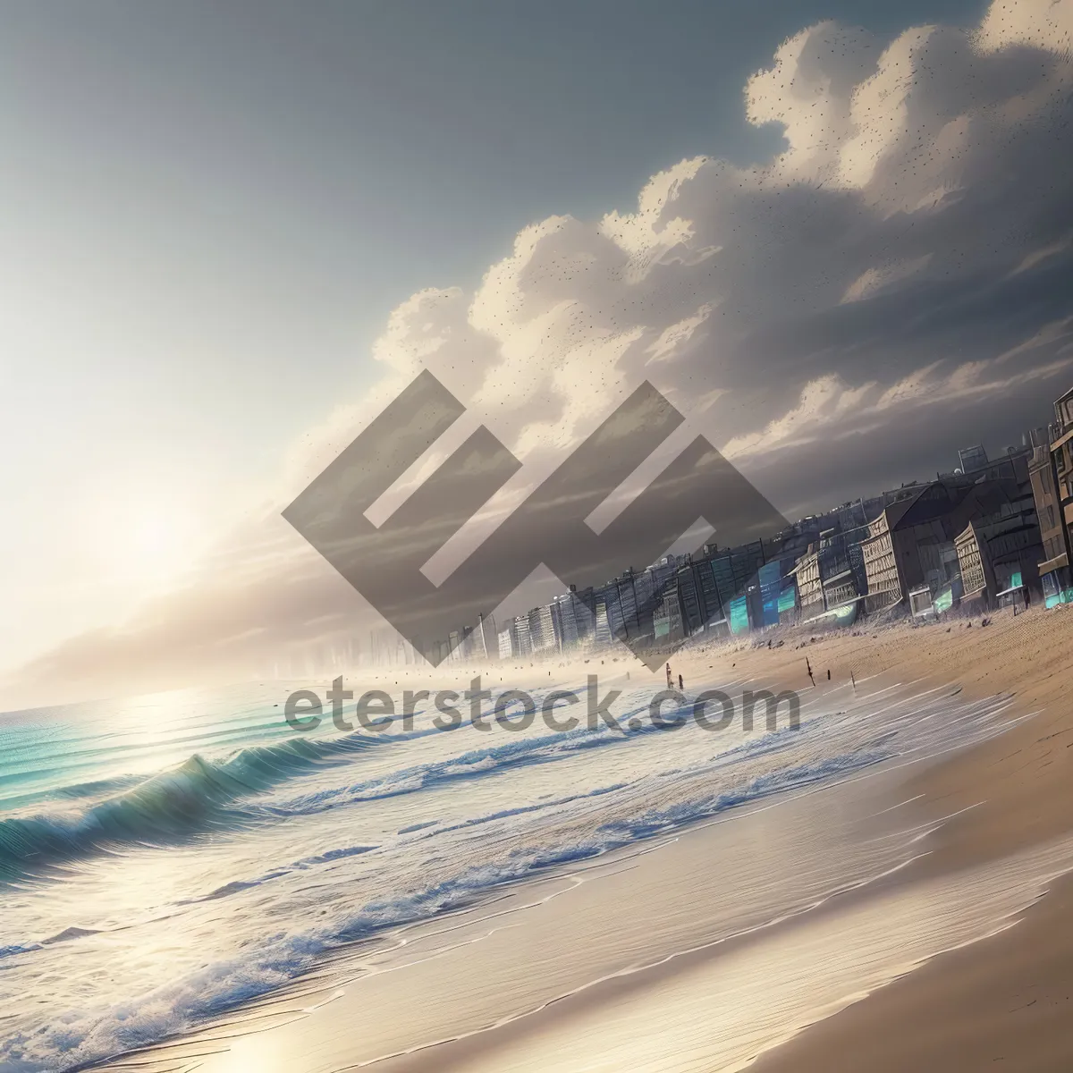 Picture of Serene Sunset Shoreline Over Turquoise Waters
