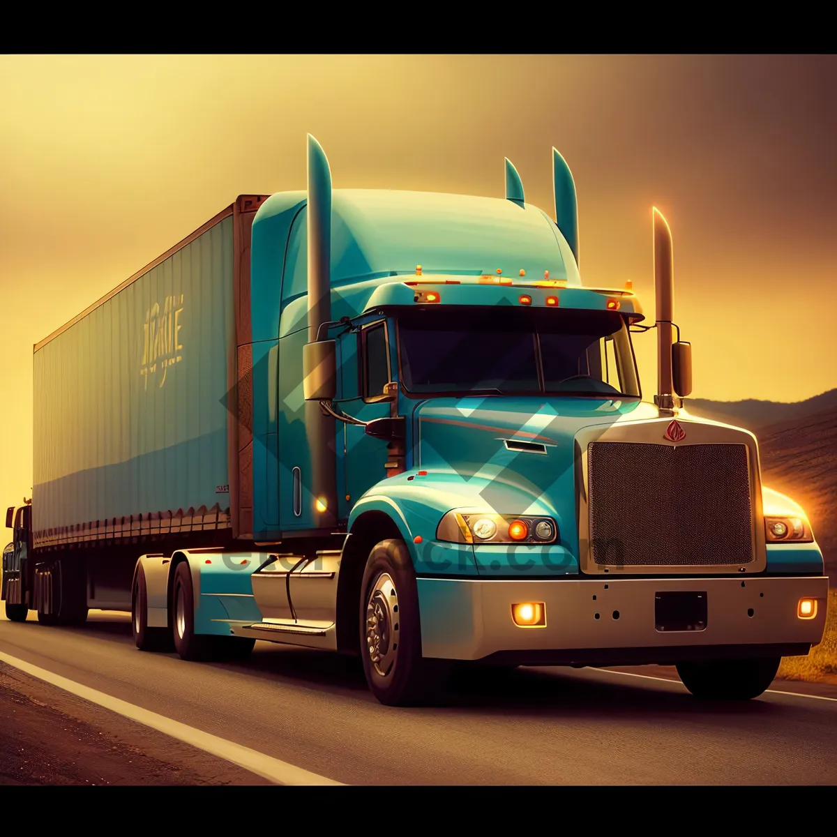 Picture of Highway Hauler: Speeding Truck on Open Road