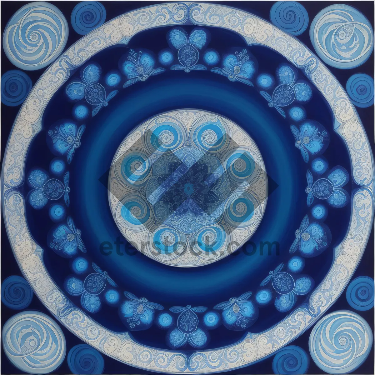 Picture of Decorative Majolica Earthenware: Geometric Circle Mosaic