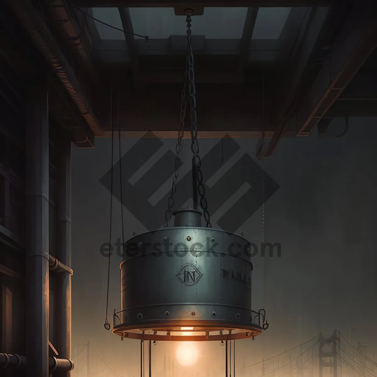 Picture of Boiler Container with Chandelier Lampshade