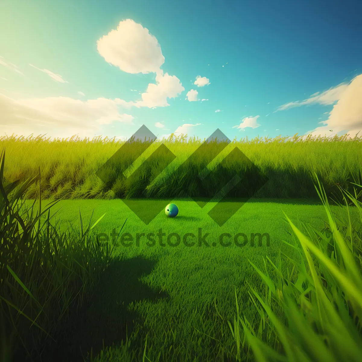 Picture of Vibrant Wheat Field Under Clear Blue Sky