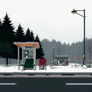 Cityscape transportation structure with gas pump mechanism.