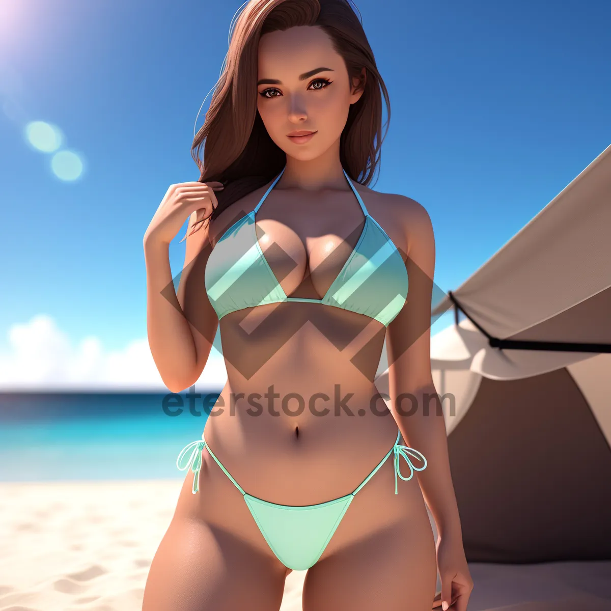 Picture of Stunning Beach Babe in Seductive Swimsuit