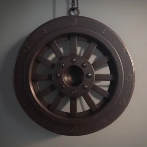 Mechanical Device: Black Metal Wheel Pulley Machine