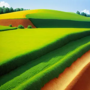 Vibrant Spring Hillside with Green Rice Fields