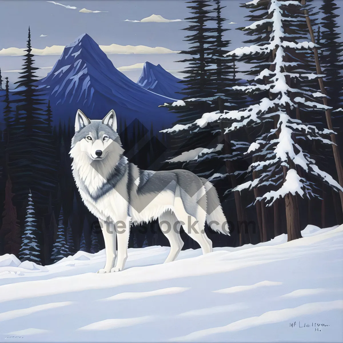 Picture of Frosty Canine Adventure in Snowy Mountains