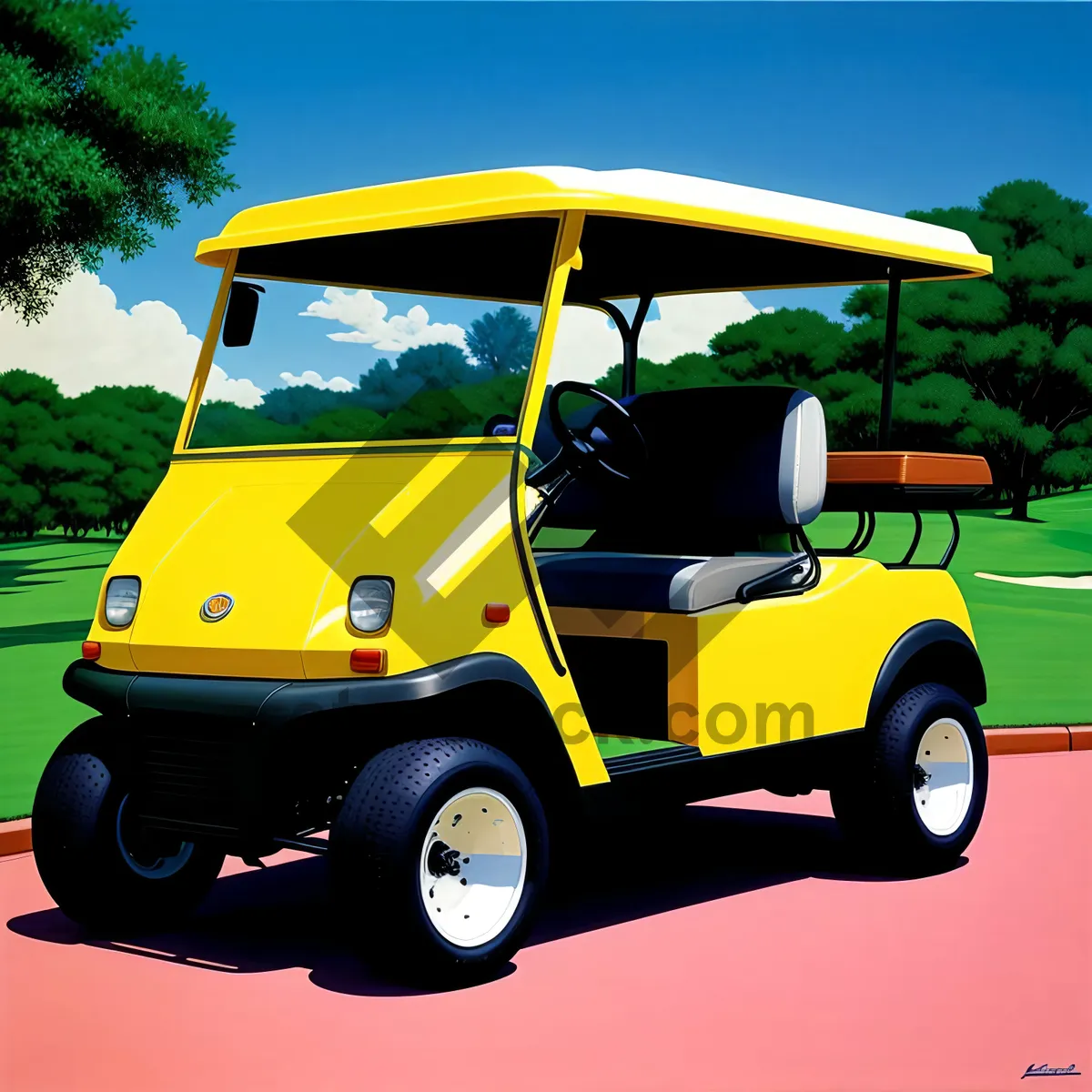 Picture of Electric Golf Car on Course: Fast and Eco-Friendly Transportation