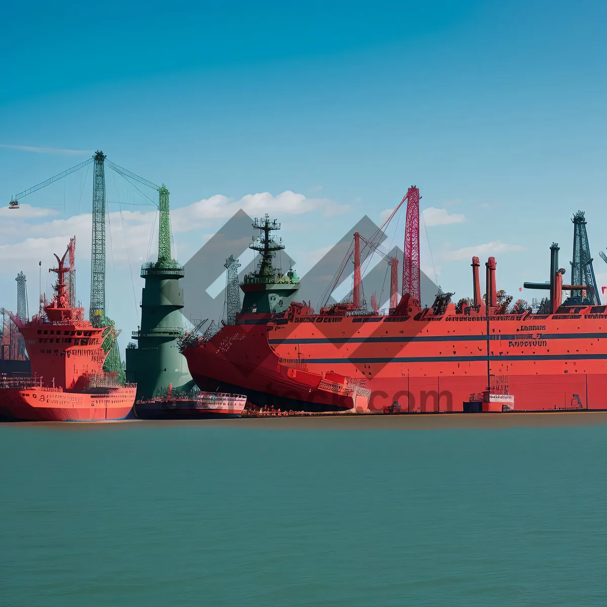 Picture of Maritime Transport: Cargo Ship Loading at Harbor