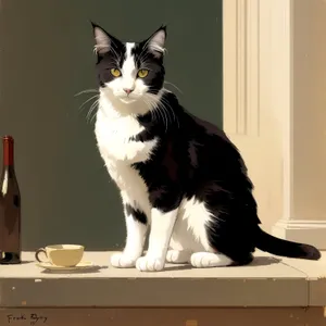 Curious Kitty with Adorable Whiskers.