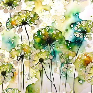 Floral Grunge Art Wallpaper with Tree and Flower