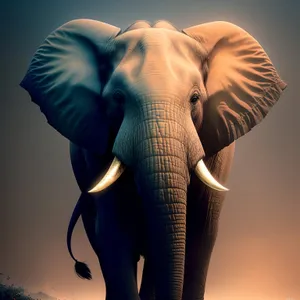 Majestic Ivory Trunk: Wild Elephant Safari Silhouette