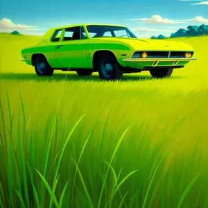 Summer Sunset Over Vast Green Meadow