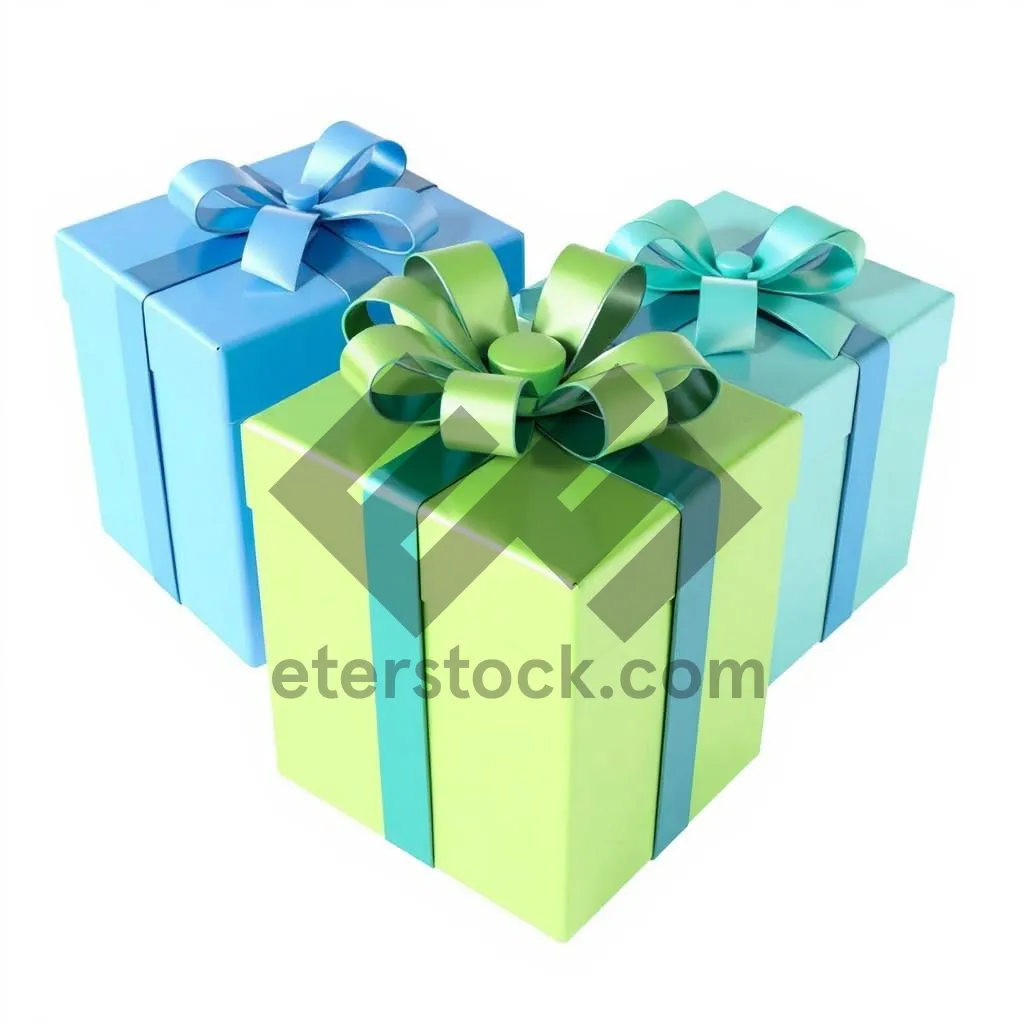 Picture of 3D Birthday Gift Box with Ribbon and Bow