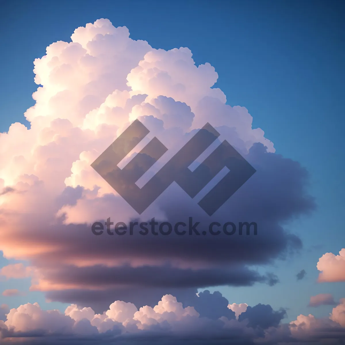 Picture of Vibrant Summer Sky with Fluffy Clouds