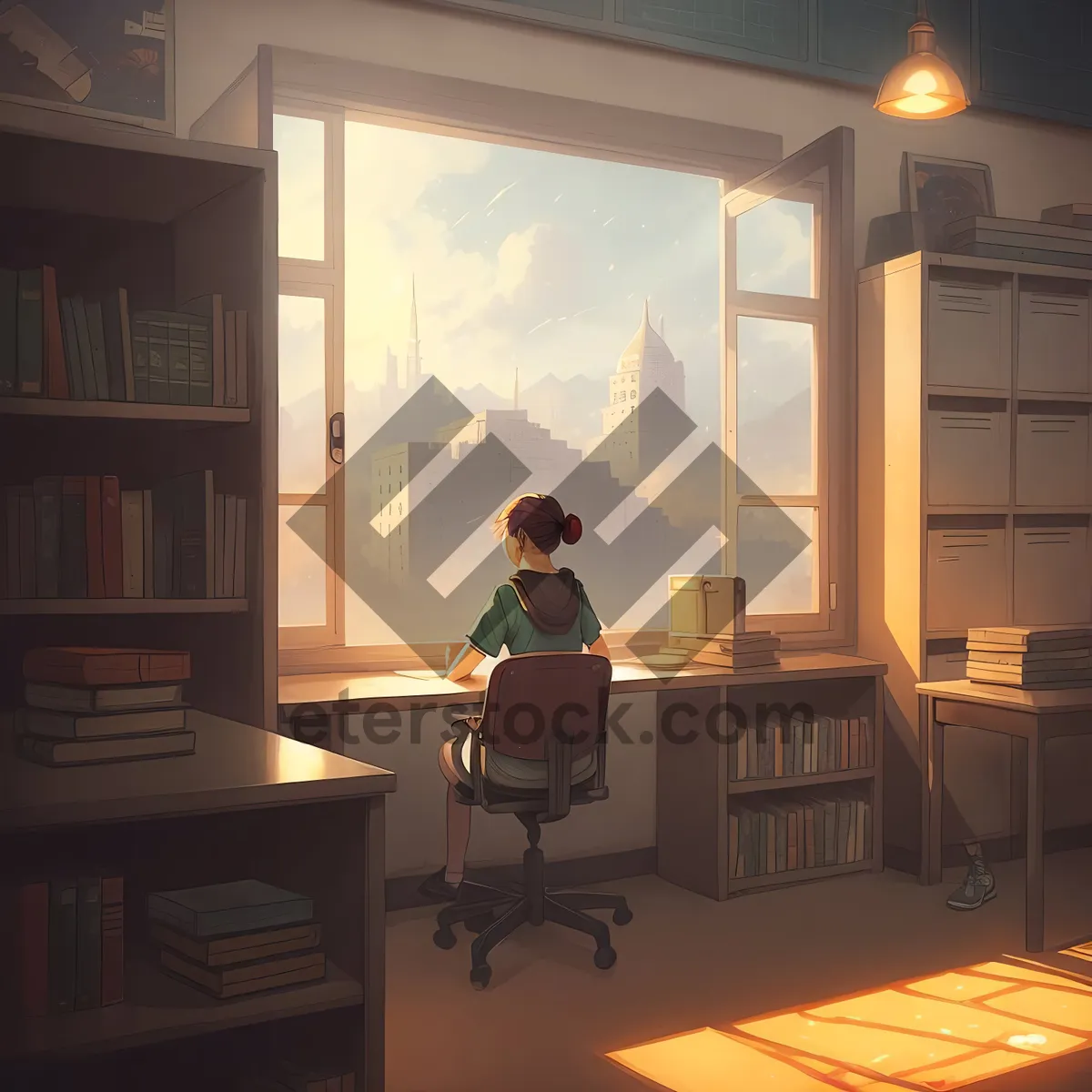 Picture of Modern Restaurant Interior with Wooden Furniture