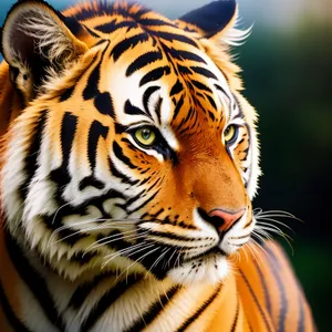 Fierce Striped Tiger Stalking in the Jungle