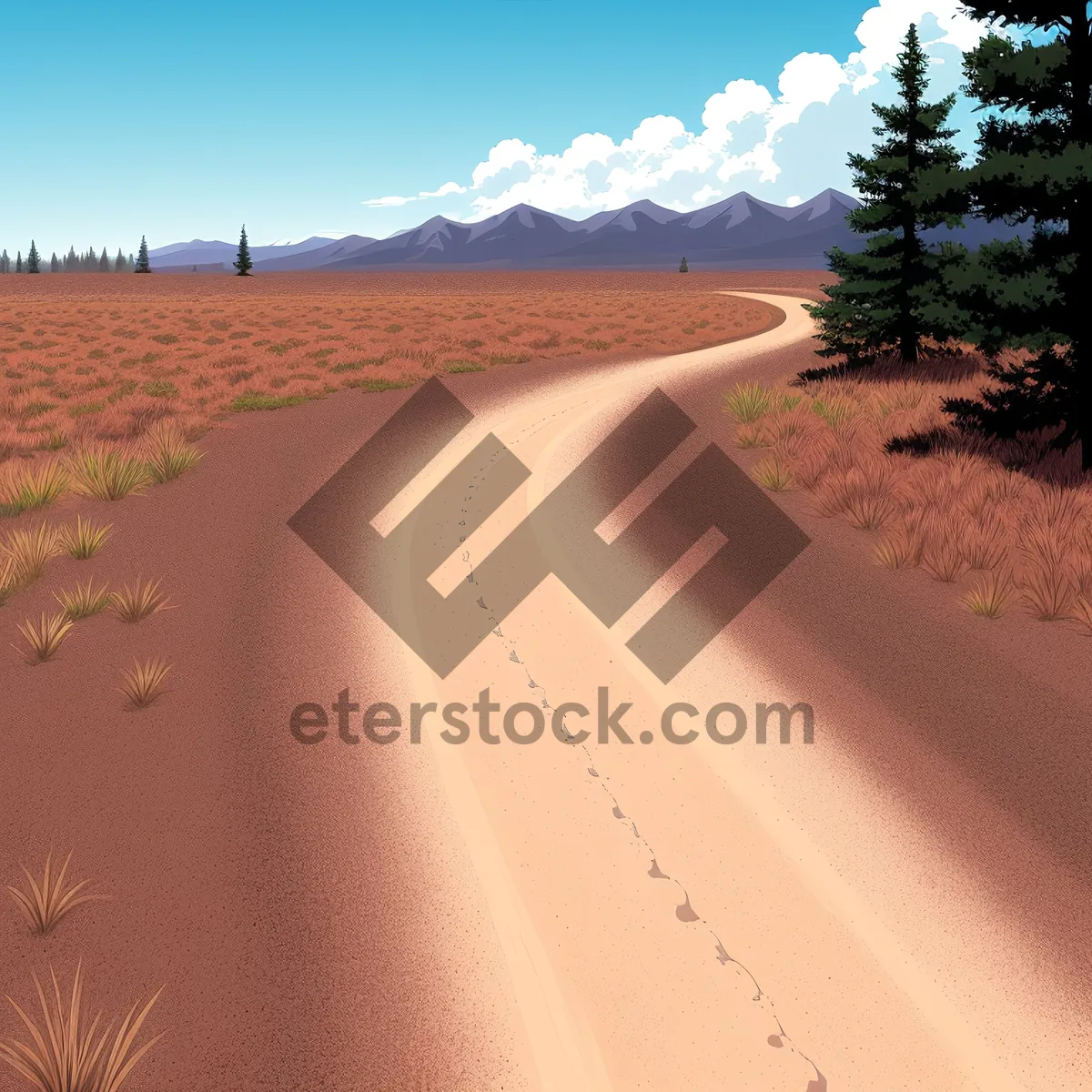 Picture of Scenic Desert Road with Majestic Mountains