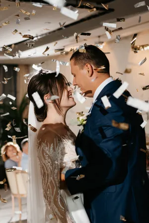 Happy couple at the hairdresser's salon