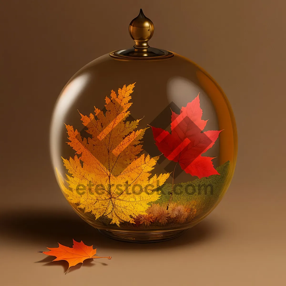 Picture of Festive pumpkin lantern with golden spherical ornaments