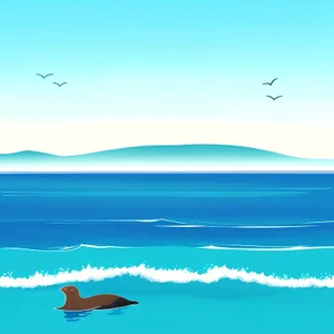 Idyllic Summer Sky with Waves, Jet, and Clouds