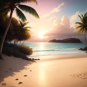 Tropical Paradise: Tranquil Beach with Palm Trees