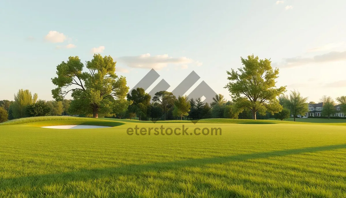 Picture of Sunlit rural farm landscape with wheat fields and cloudscape