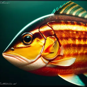 Colorful Snapper Swimming Among Coral in Aquarium