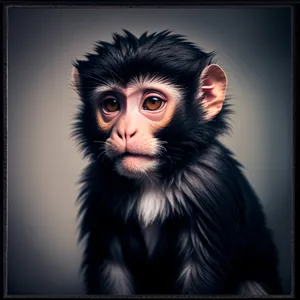 Adorable Primate Portrait: Curious Black Monkey with Expressive Eyes
