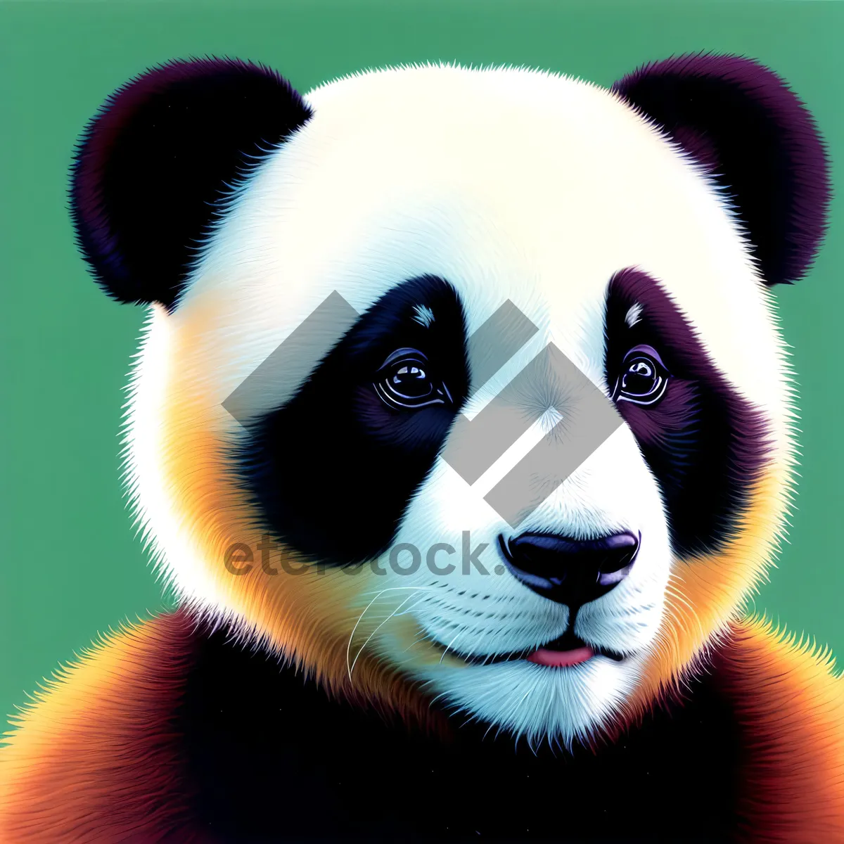 Picture of Cute Giant Panda Bear Toy with Black Fur in Wildlife