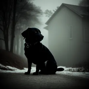 Black Terrier Hunting Dog Silhouette