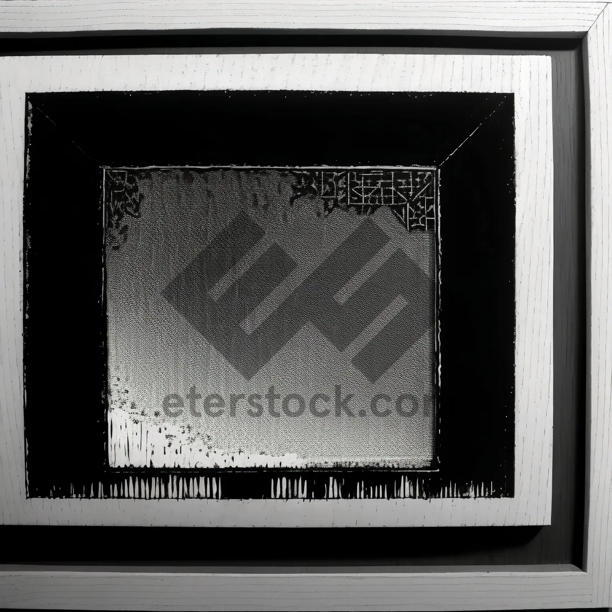 Picture of Vintage Wooden Frame with Grungy Window Screen