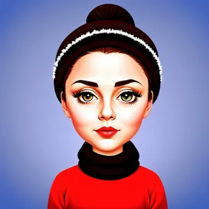 Cute Cartoon Fashion Portrait with Stylish Hair