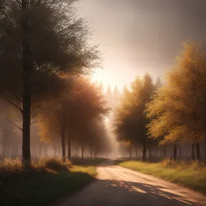 Golden Horizon: Majestic Sun Setting over Countryside