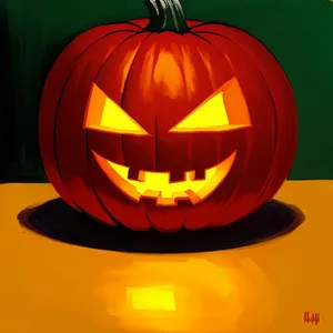 Scary Pumpkin Lantern - Glowing Evil Face