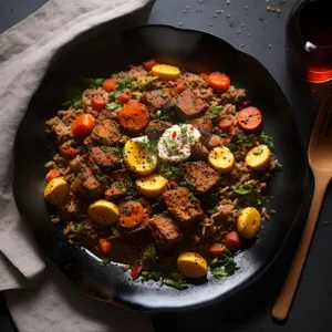 Delicious Vegetable Salad with Grilled Meat