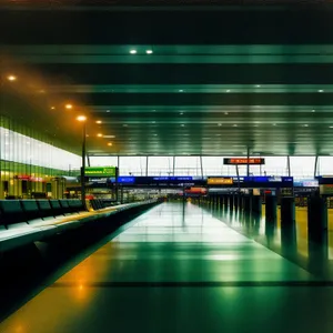 Modern Urban City Station at Night with Lights