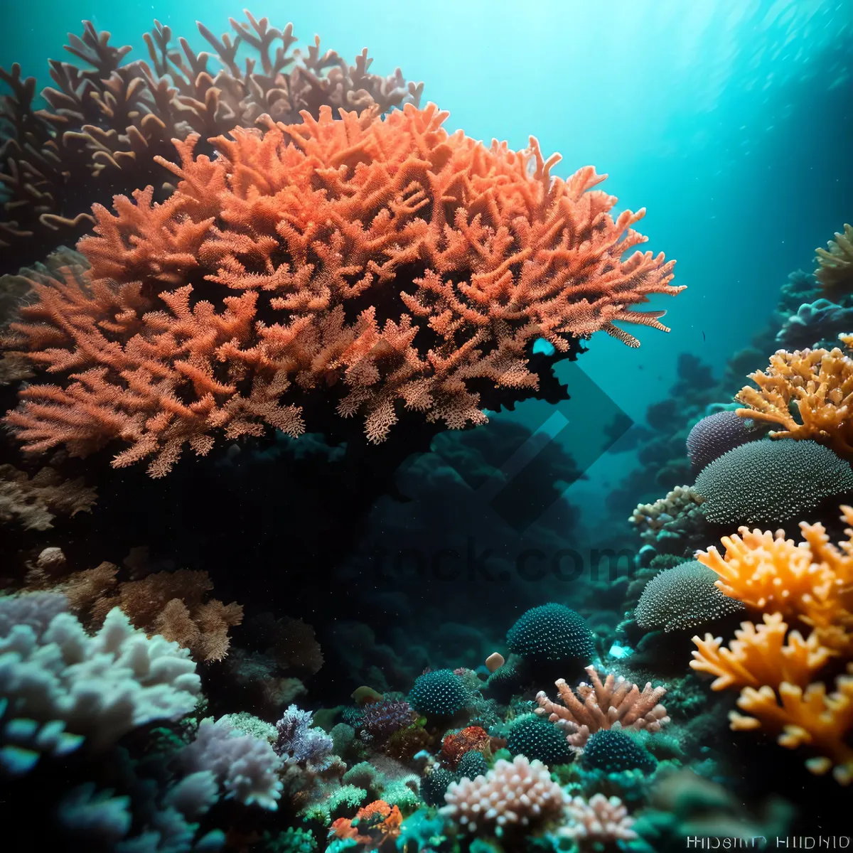 Picture of Colorful Coral Reef Teeming with Marine Life.