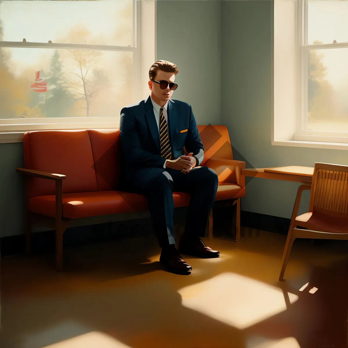 Picture of Smiling business team discussing project in office meeting