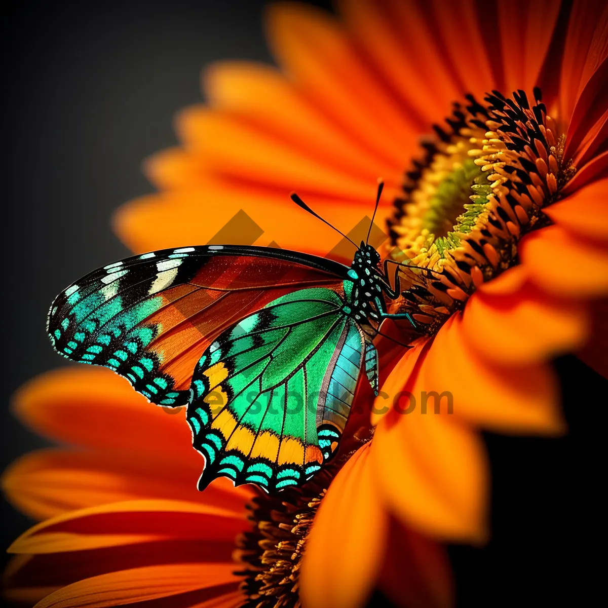 Picture of Colorful Monarch Butterfly on Sunflower