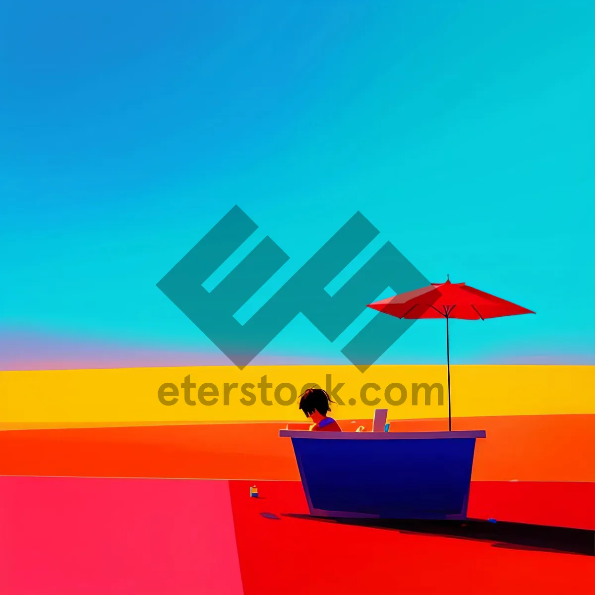 Picture of Vibrant Sky Canopy with Umbrella on Dune