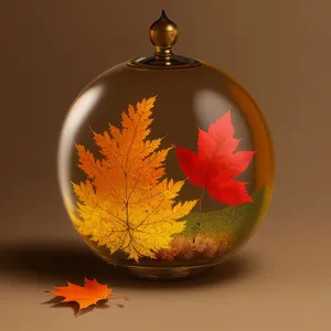 Festive pumpkin lantern with golden spherical ornaments