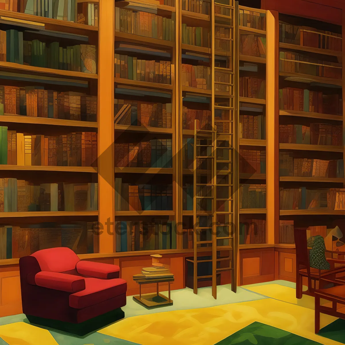 Picture of Modern home library bookcase with educational books indoors