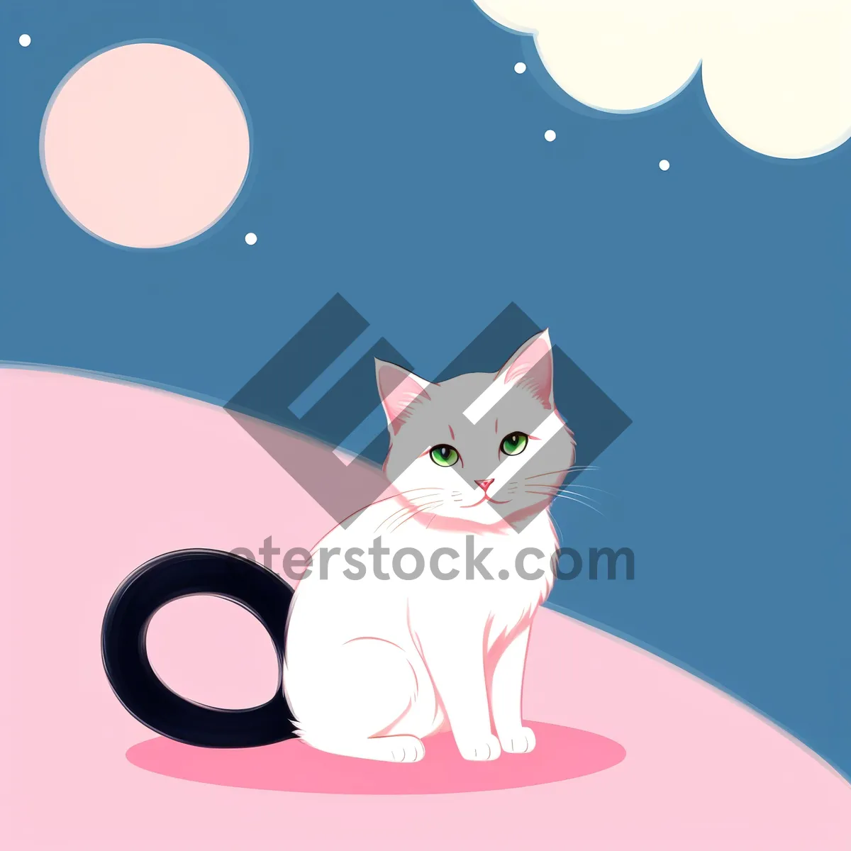 Picture of Cute Cartoon Kitty Art on Card