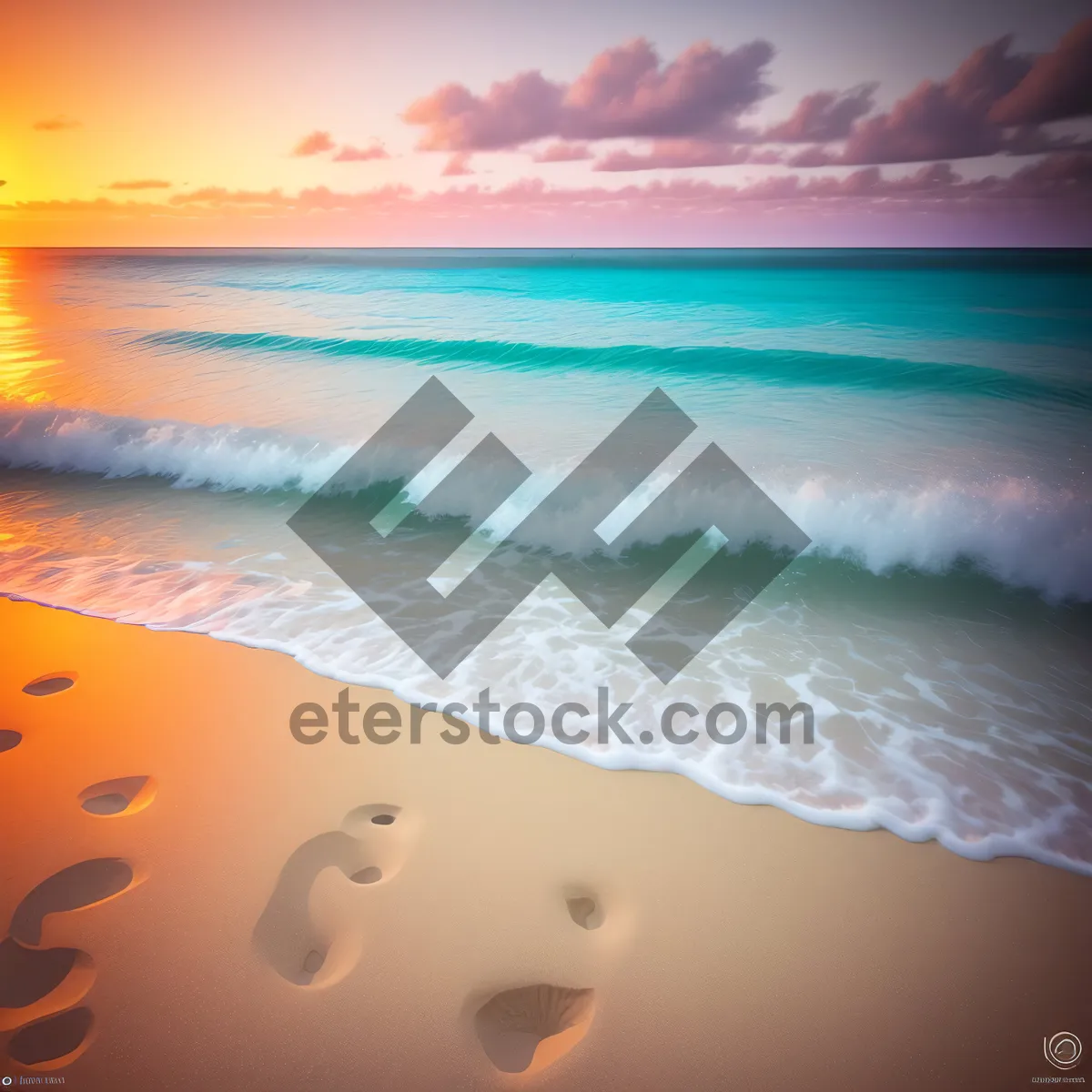 Picture of Tranquil Beach Sunset Reflecting on Turquoise Waters