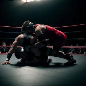 Dynamic Wrestling Match on Sports Mat