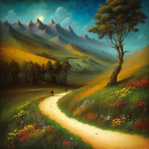 Golden Horizon: Majestic Sunset over Scenic Landscape