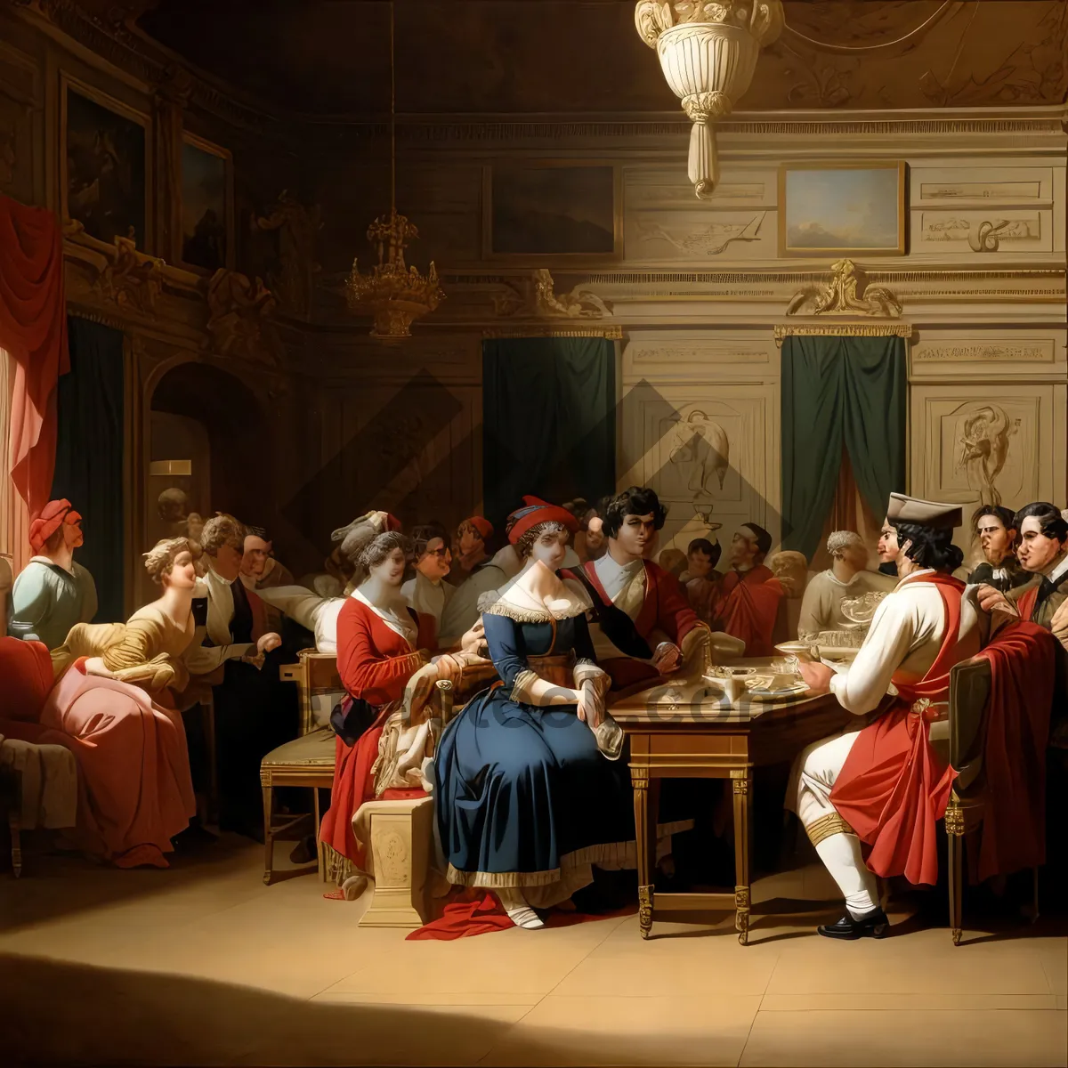 Picture of Businessman and Students at Table